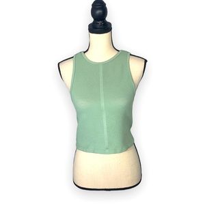 Bella Movement Sage Green Active Mesh Crop Top See Through Layering Shirt M